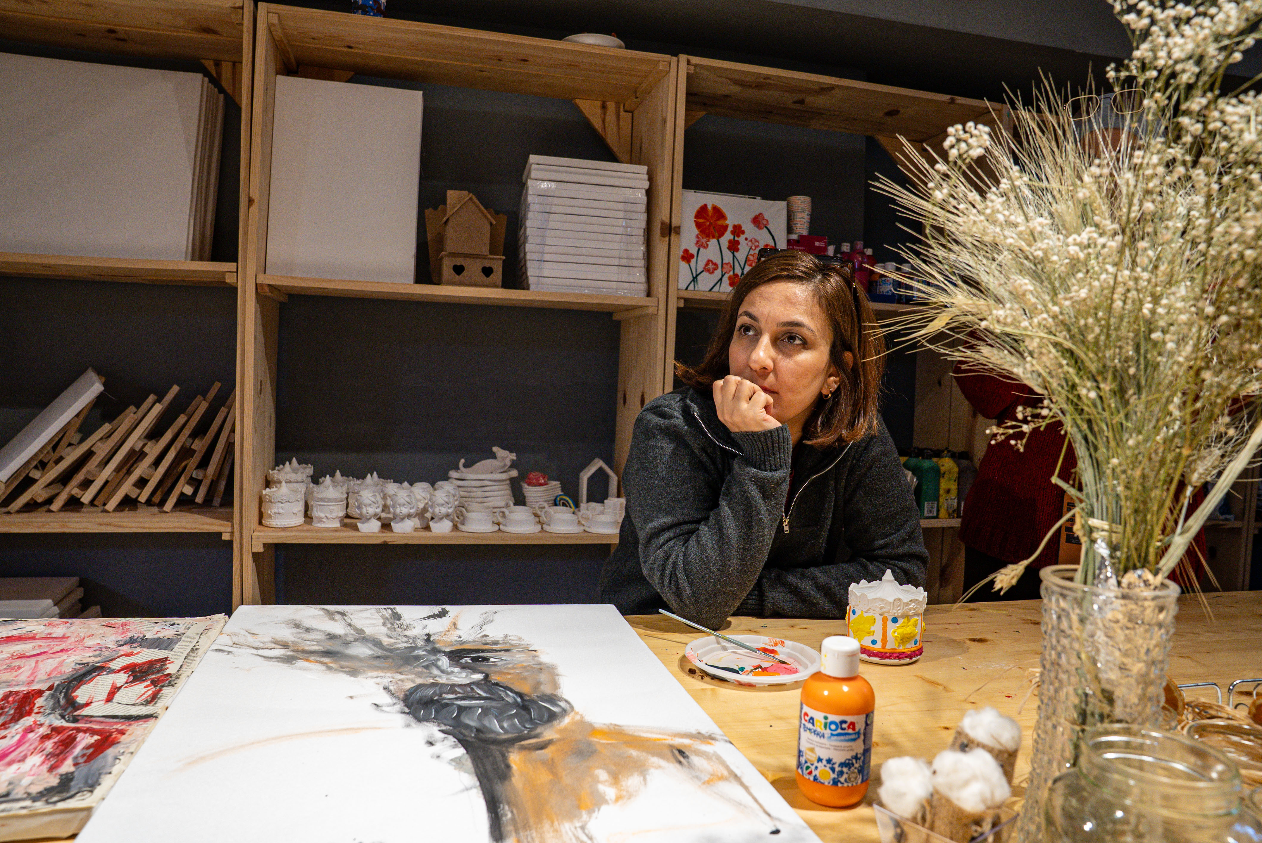 Ms. Fatima in the art centre she created in Şanlıurfa