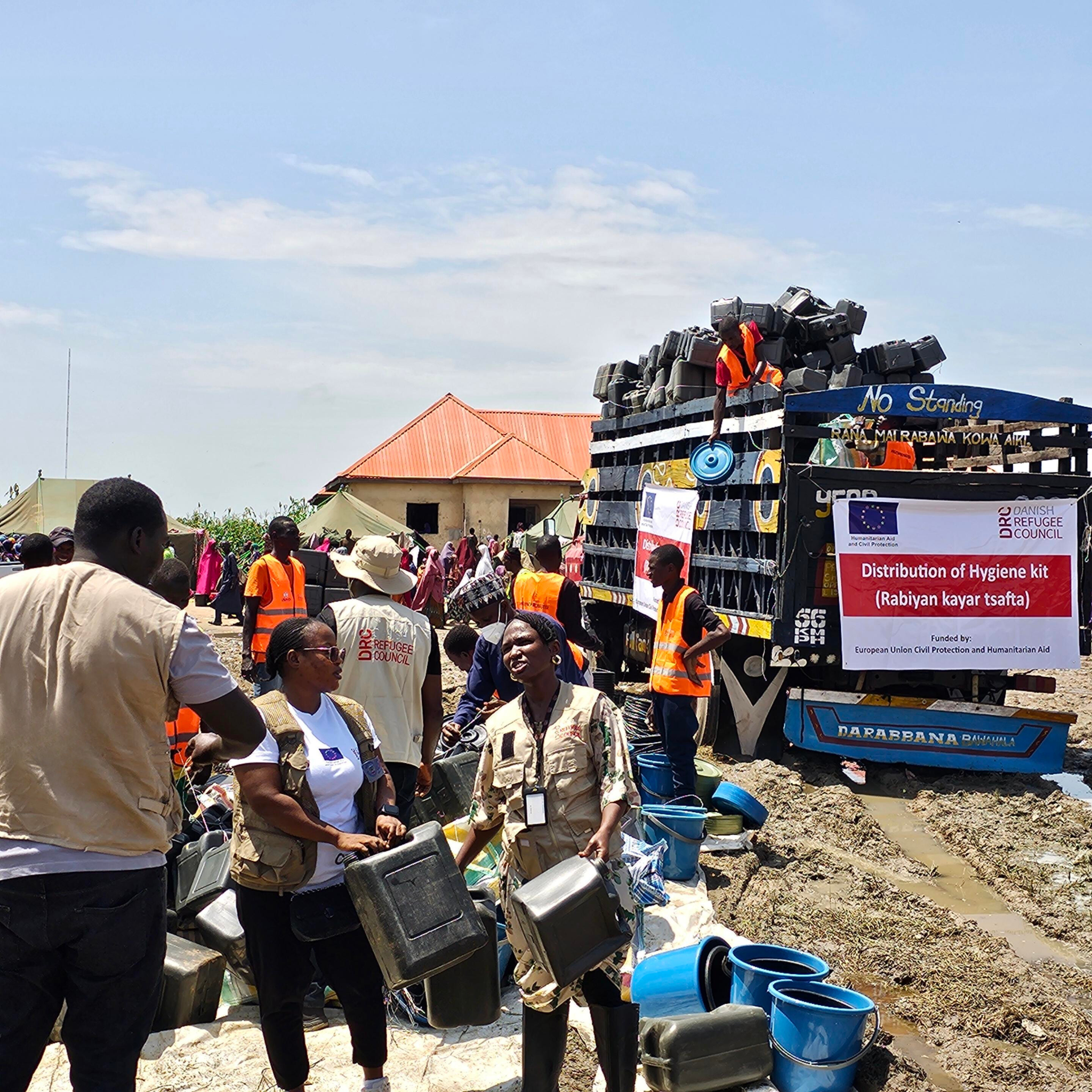 DRC's Hygiene kits distribution at Bakassi Camp, Maiduguri, September 14, 2024Photo by DRC, Nigeria, 