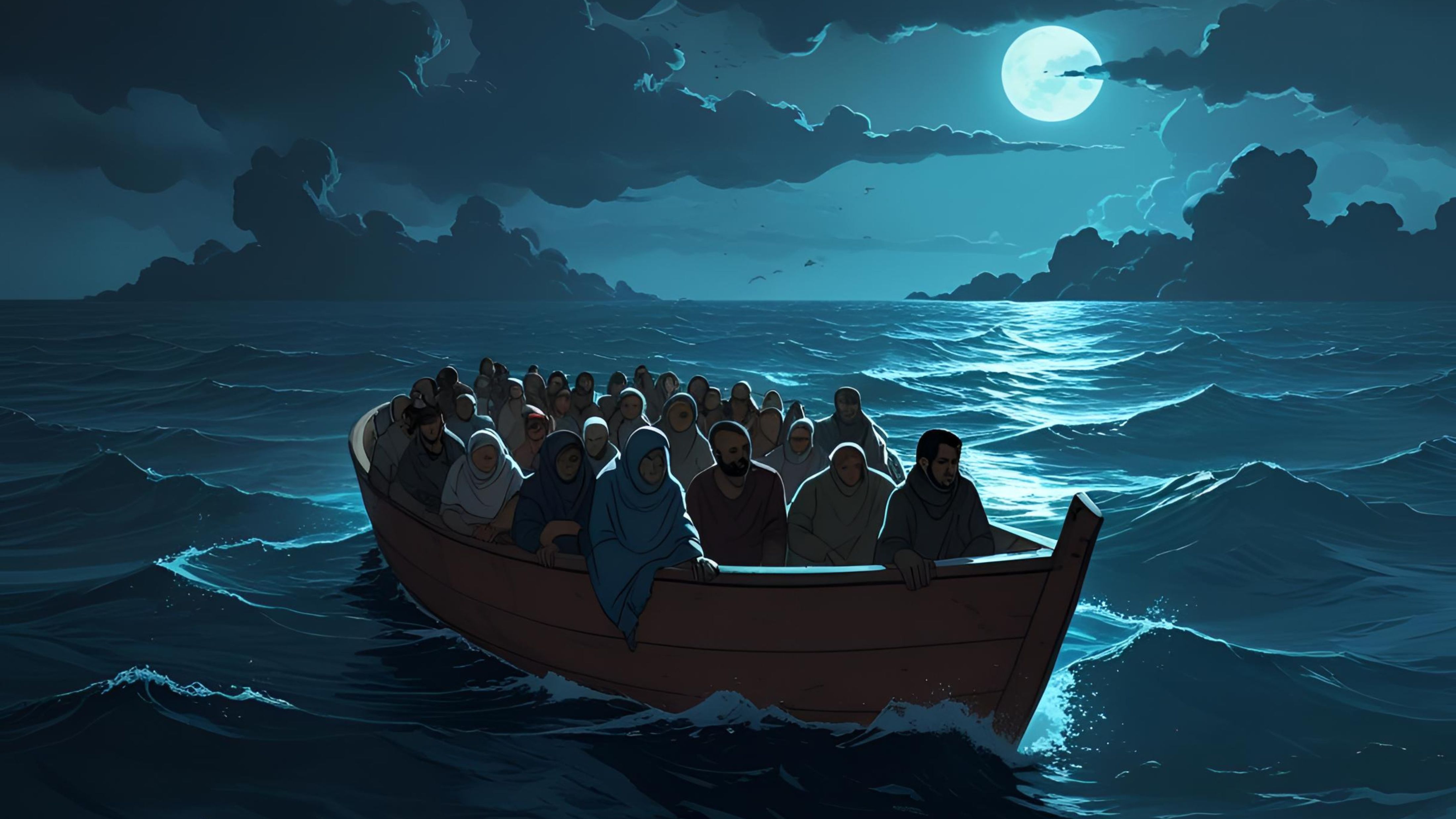Illustration of Sultan's journey at sea